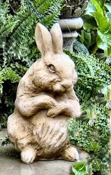 Rabbit Statue for outdoor use - Baby Bunny Sitting - Cast of Cement